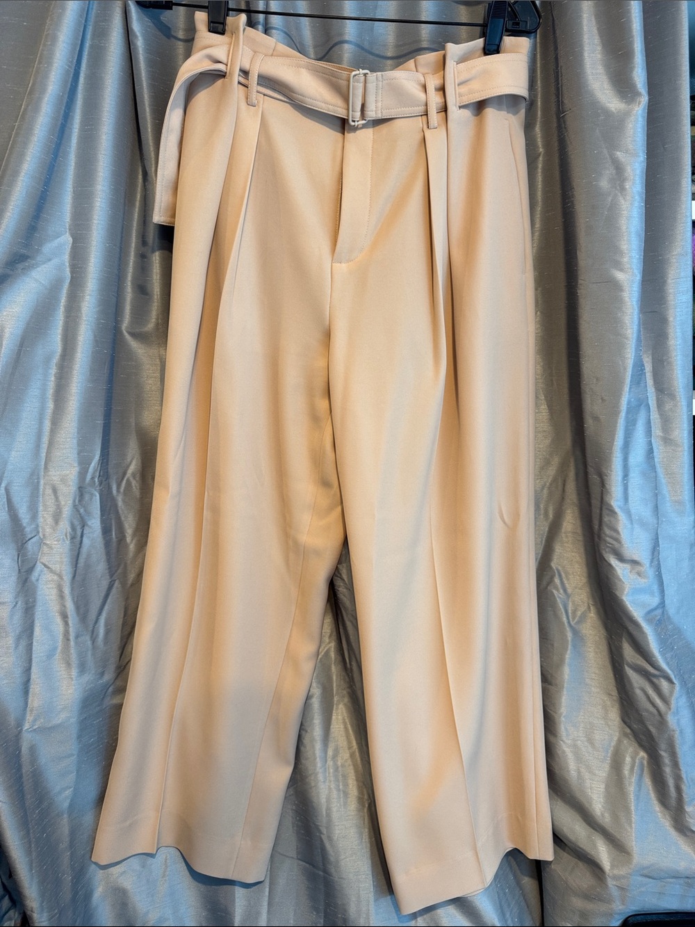 Vince Tan/cream Pleated Wide-Leg Pants with Belt size 6
